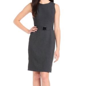 Calvin Klein Dress Womens Size 12 sleeveless pencil sheath belted gray